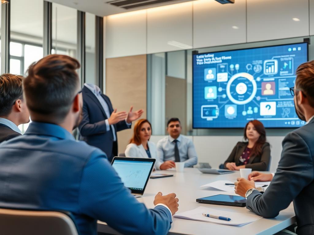 AI Sales and Marketing Specialist demonstrating AI solutions to potential clients